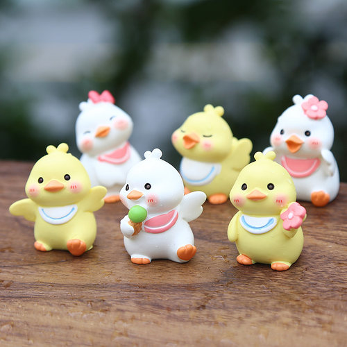 潮玩动物害羞鸭子树脂公仔盲盒可爱呆萌情侣小鸭桌面车载装饰摆件 - 图0