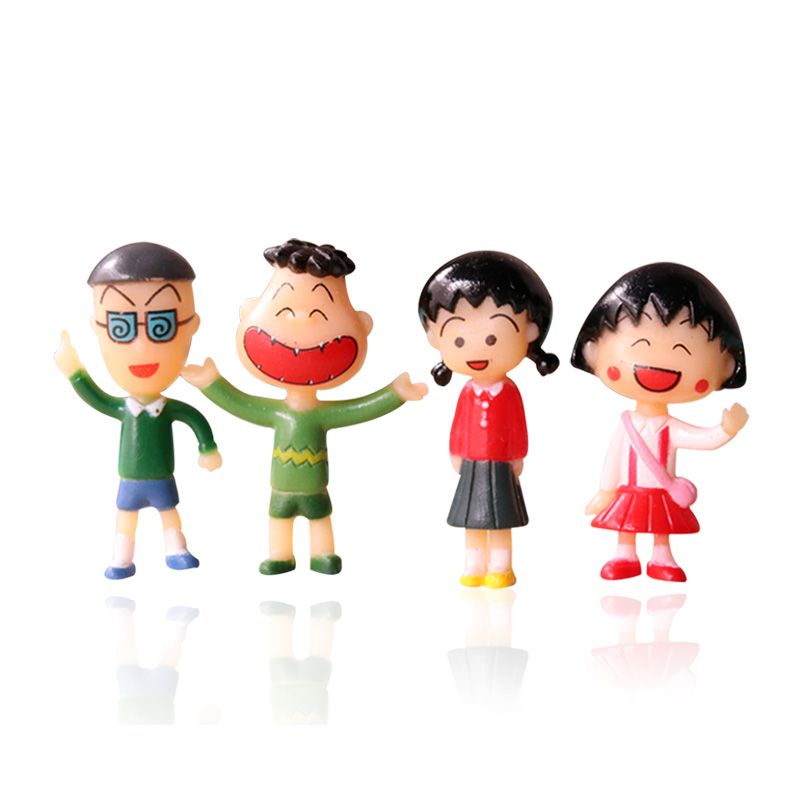 新品迷你樱桃小丸子花轮全家福手办公仔玩具摆件景观多肉盆栽装饰 - 图3