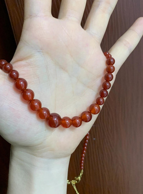 简约复古显白红色仿玛瑙项链高级