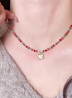 猫眼石项链女爆款复古小众锁骨链