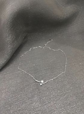 925银锁骨链几何交叉项链设计感