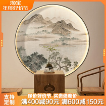 Landscape New Chinese Style Zen Zenguan Decoration Painting Background Wall Wallpaper 3d National Painting Tea Room Mural Round Living Room Dining Room