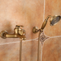 Light extravagant antique Nordic shower telephone shower Phone with antique hot and cold double holes double take the double cut bathtub shower shower kit