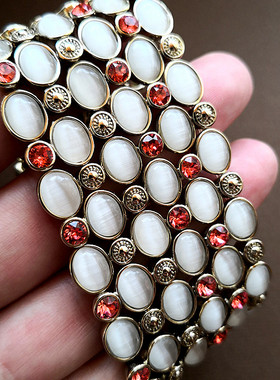 玫瑰金韩版猫眼石百搭水钻手环