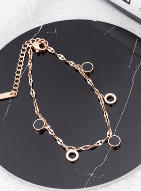 新款韩版玫瑰金黑贝手链