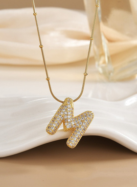 26字母钛钢锆石项链50