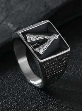 欧美男士几何十字架不锈钢戒指