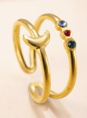 跨境热销18K金彩钻钛钢戒