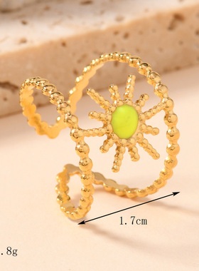 欧美小众双线太阳滴油可调戒指