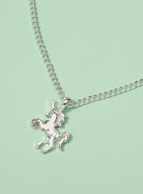 爆款金色银色独角兽项链马合金吊坠锁骨链现货配饰首饰高级感设计