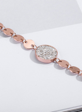 冷淡风钛钢满钻女士手链