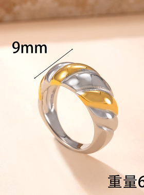 爆款不锈钢牛角包指环钛钢戒指