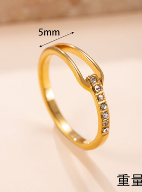 跨境新款18K金镂空镶钻钛钢尾