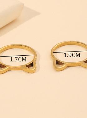 跨境不锈钢猫耳闺蜜对戒