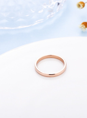 玫瑰金简约钛钢戒指女款