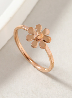 小雏菊钛钢冷淡风食指戒