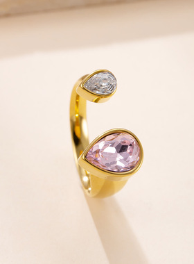 欧美轻奢水滴形不锈钢戒指