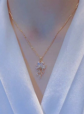 抖音爆款钛钢锆石蝴蝶颈链