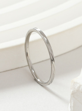 跨境钛钢极细斜纹情侣戒指