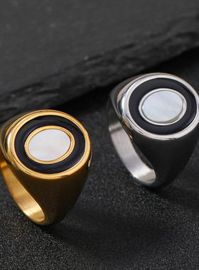 欧美热卖镶钻复古不锈钢戒指