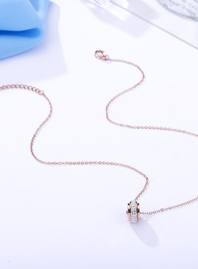 新款镶钻钛钢项链6436