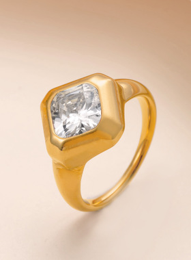 欧美跨境不锈钢天然石戒指