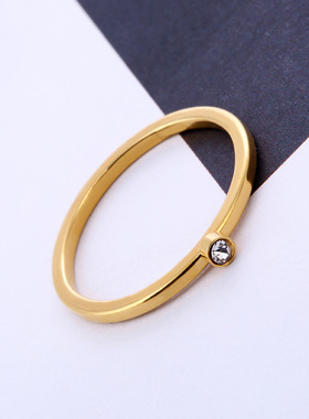 韩版情侣对戒不锈钢镶钻