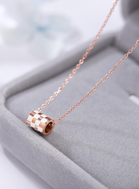 新款钛钢玫瑰金简约项链
