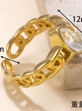 跨境热销不锈钢镂空锆石戒指