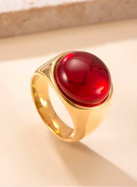 复古钛钢天然石情侣对戒