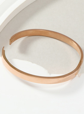 钛钢素圈手镯女亮光简约