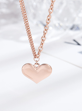 韩版钛钢爱心项链女03