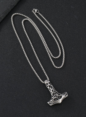 欧美跨境钛钢大象羽毛项链