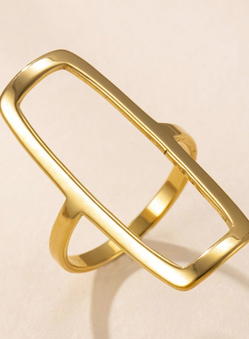 跨境热卖不锈钢镀18K金O型戒