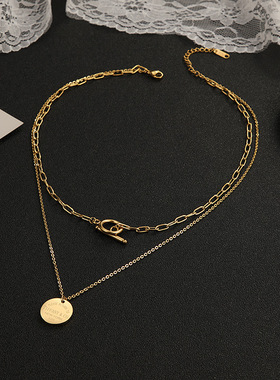 钛钢双层女项链454535