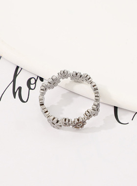 小清新雏菊镂空不锈钢戒指