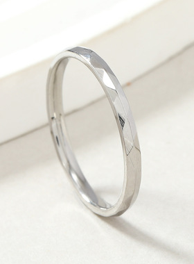 跨境热销钛钢菱形素圈戒指