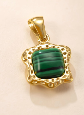 不锈钢天然石不规则吊坠