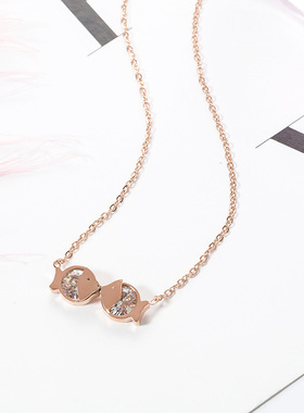 韩版双鱼锁骨链443161