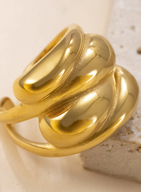 欧美钛钢不规则光面戒指