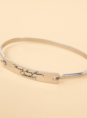 新款个性欧美跨境新款饰品个性百搭钛钢钛钢腐蚀刻字 男士手镯