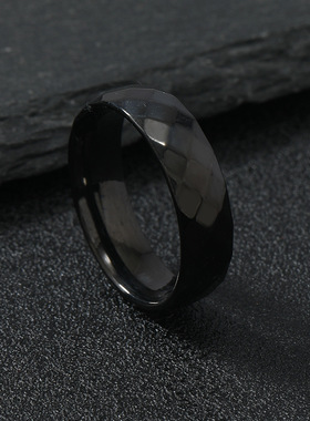 欧美时尚不锈钢菱形素圈戒指