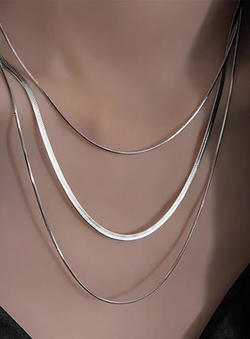 金色三层扁蛇骨链气质简约欧美风