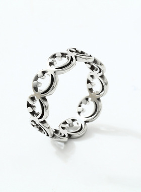 跨境不锈钢镂空笑脸钛钢戒指