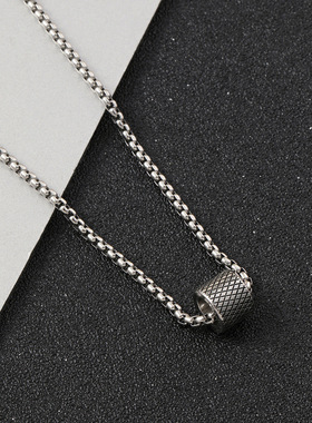 跨境钛钢圆形网格项链批发