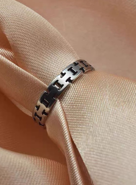 简约几何戒指环环相扣开口均码