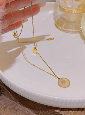 钛钢爱心项链女短款55