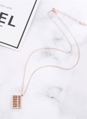 新款创意金算盘锁骨链女玫瑰金