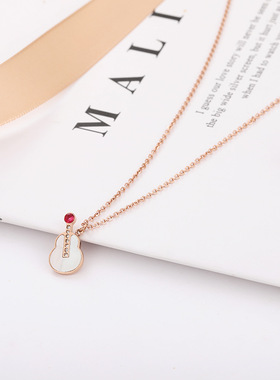 新款创意钛钢项链女时尚白贝锁骨