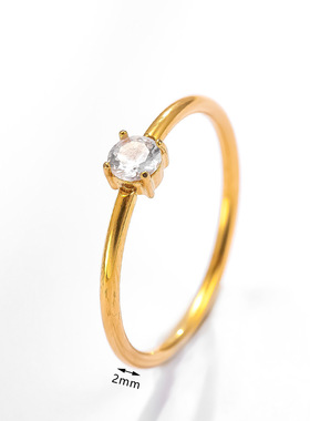 热销小众极细不锈钢镶锆石戒指